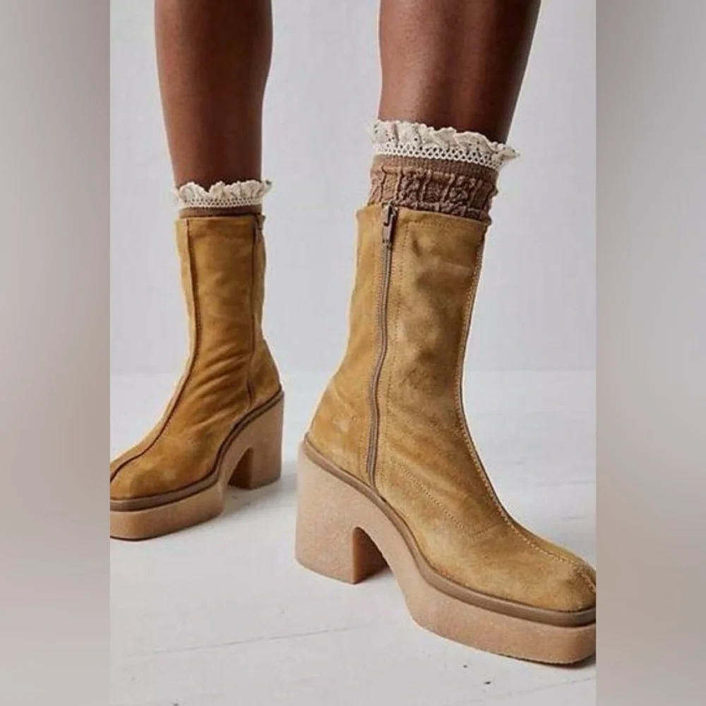 FREE PEOPLE Suede Platform Boots